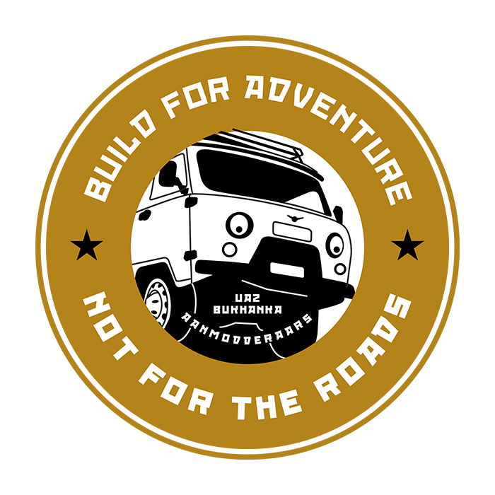 raamsticker uaz bukhanka aanmodderaars build for adventure not for the roads
